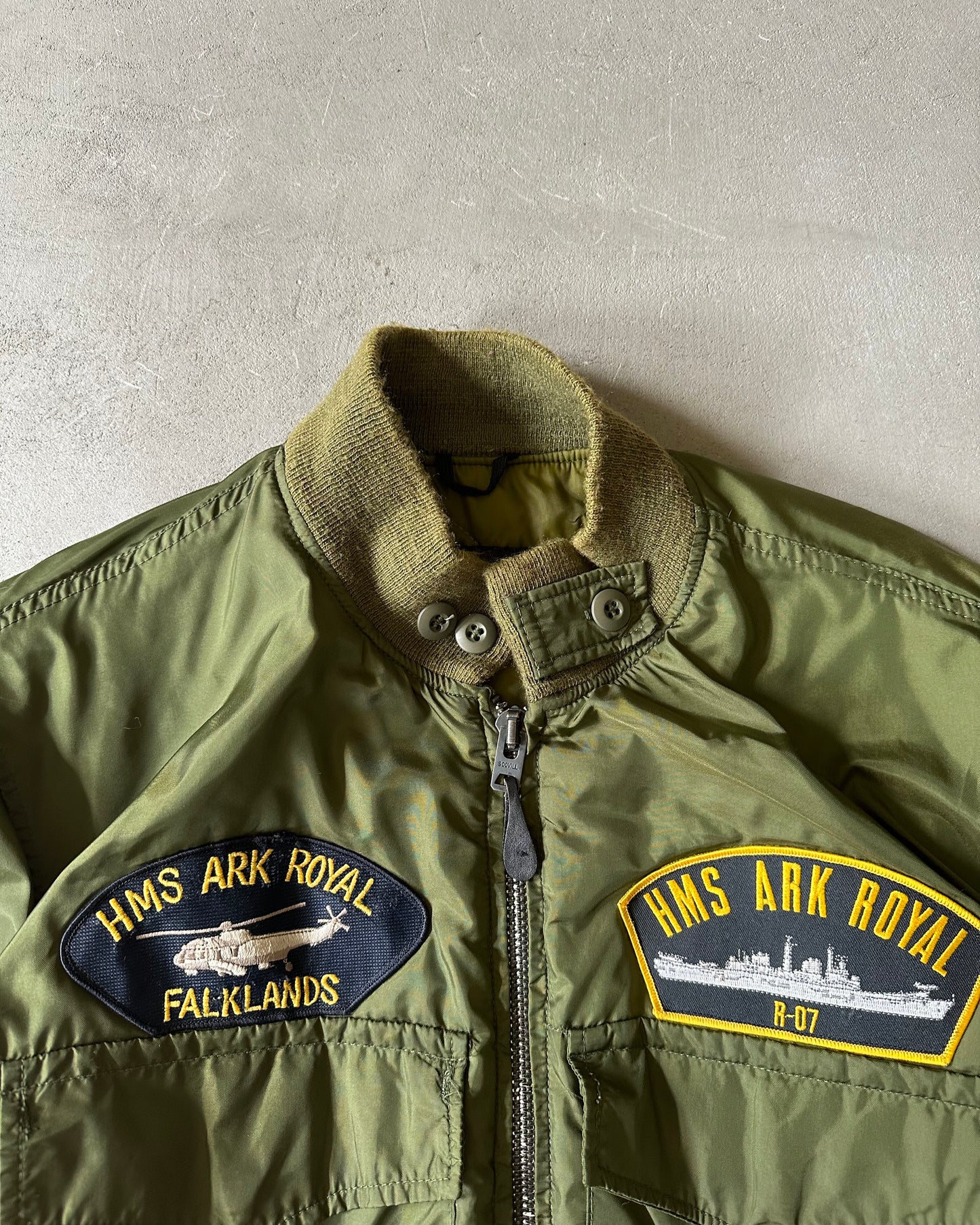 1980s - Military Green Royal Navy Bomber Jacket - L