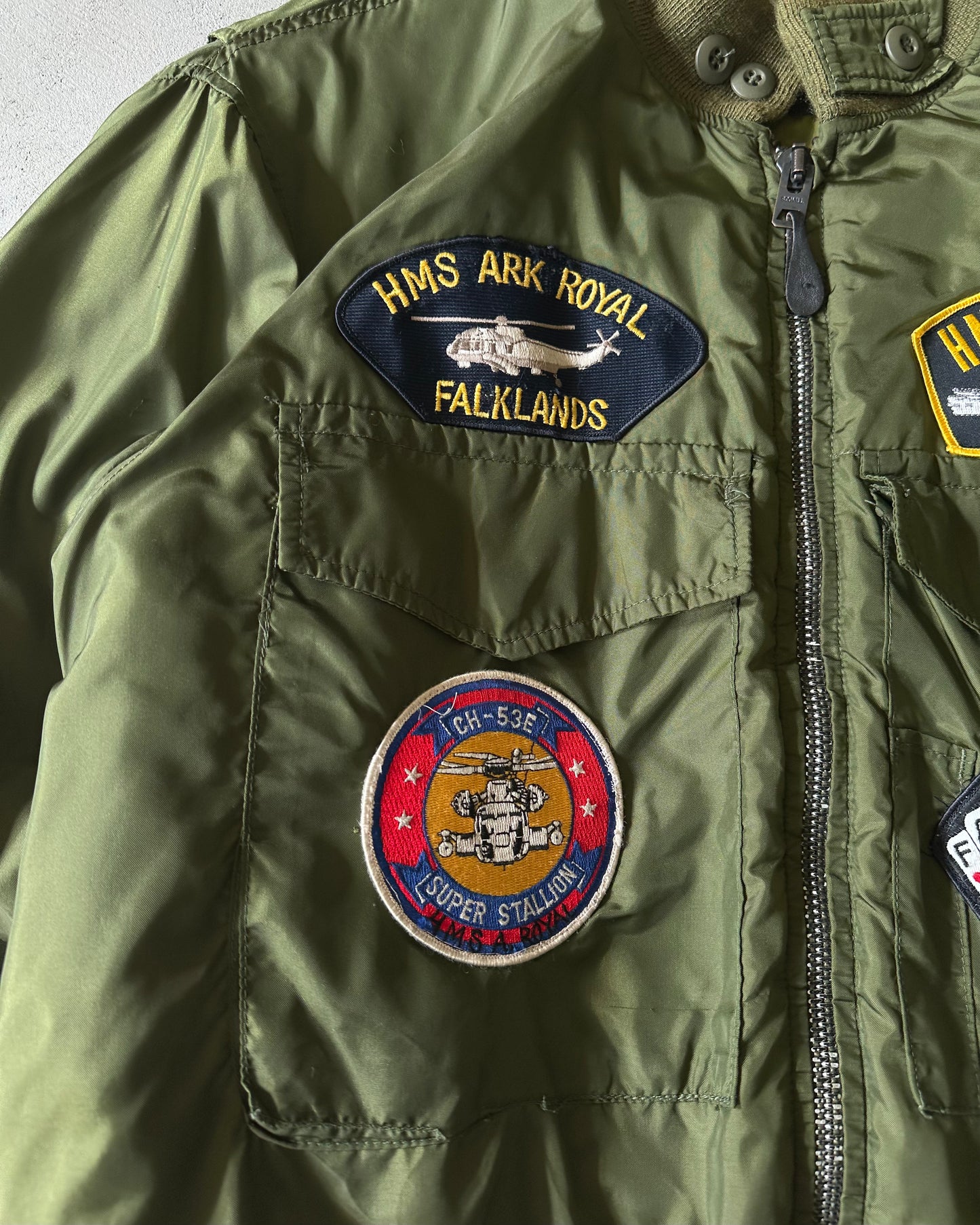 1980s - Military Green Royal Navy Bomber Jacket - L