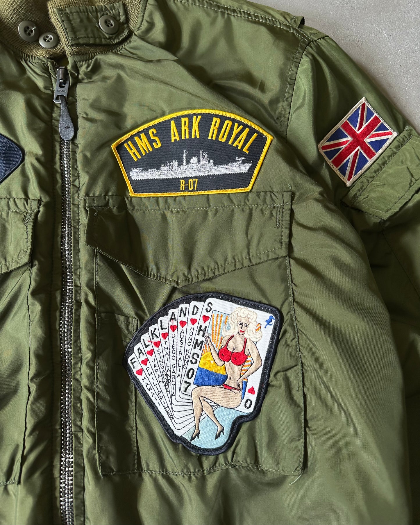 1980s - Military Green Royal Navy Bomber Jacket - L