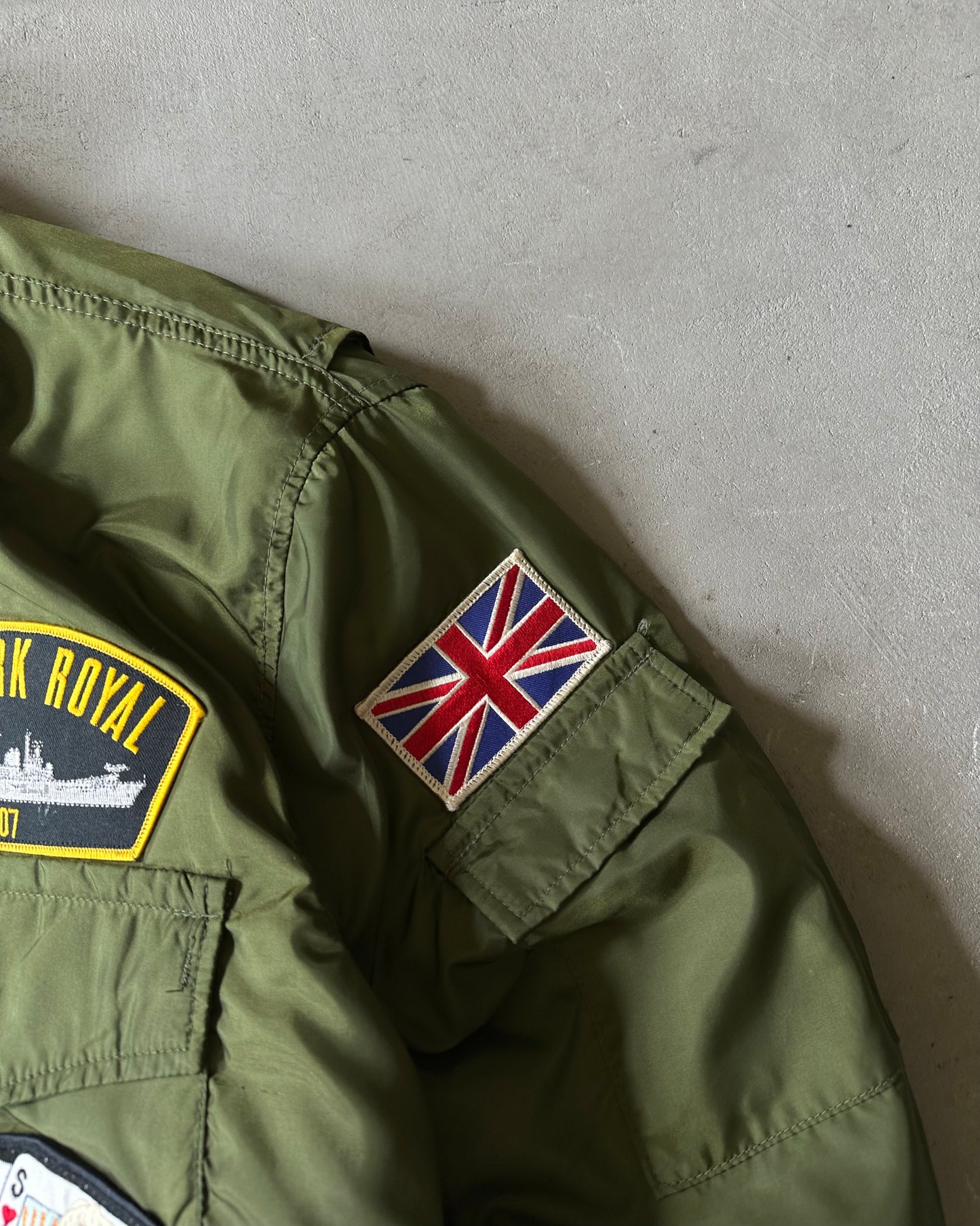 1980s - Military Green Royal Navy Bomber Jacket - L