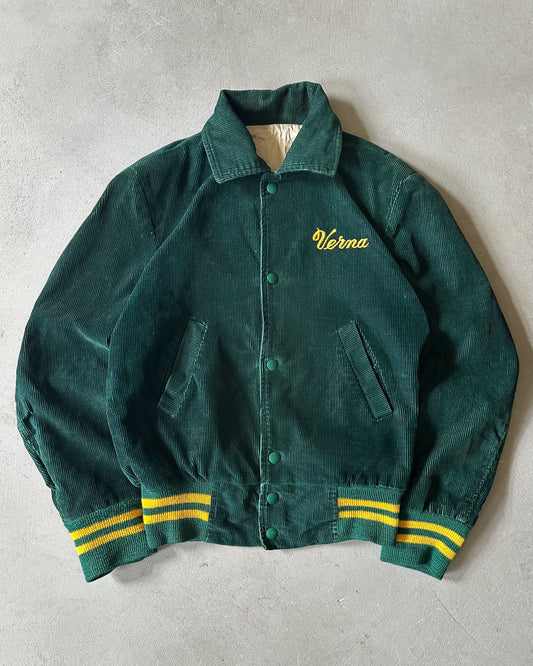 1970s - Green Corduroy Beamsville Varsity Jacket - (W)S