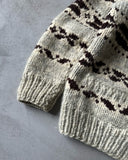1970s - Cream/Brown Cowichan Wool Sweater - M