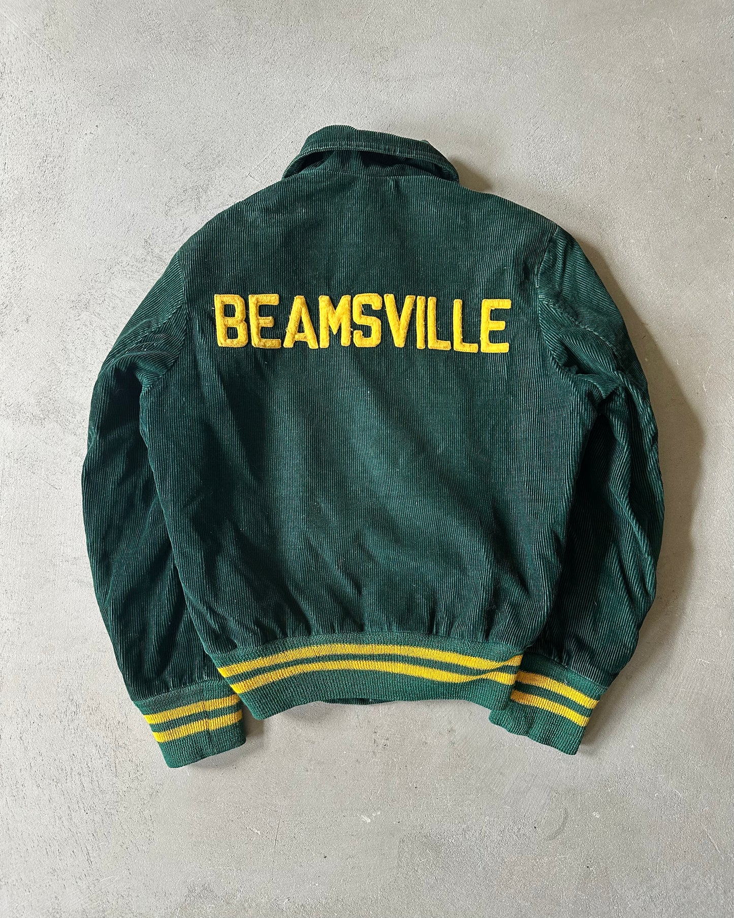 1970s - Green Corduroy Beamsville Varsity Jacket - (W)S