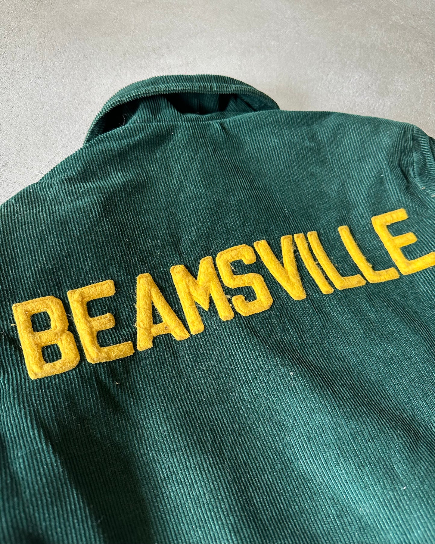 1970s - Green Corduroy Beamsville Varsity Jacket - (W)S