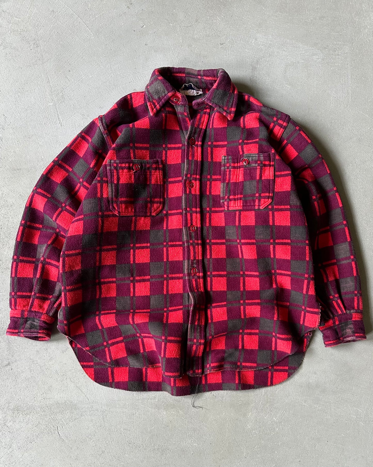 1970s - Red/Grey Champion Plaid Shirt - S