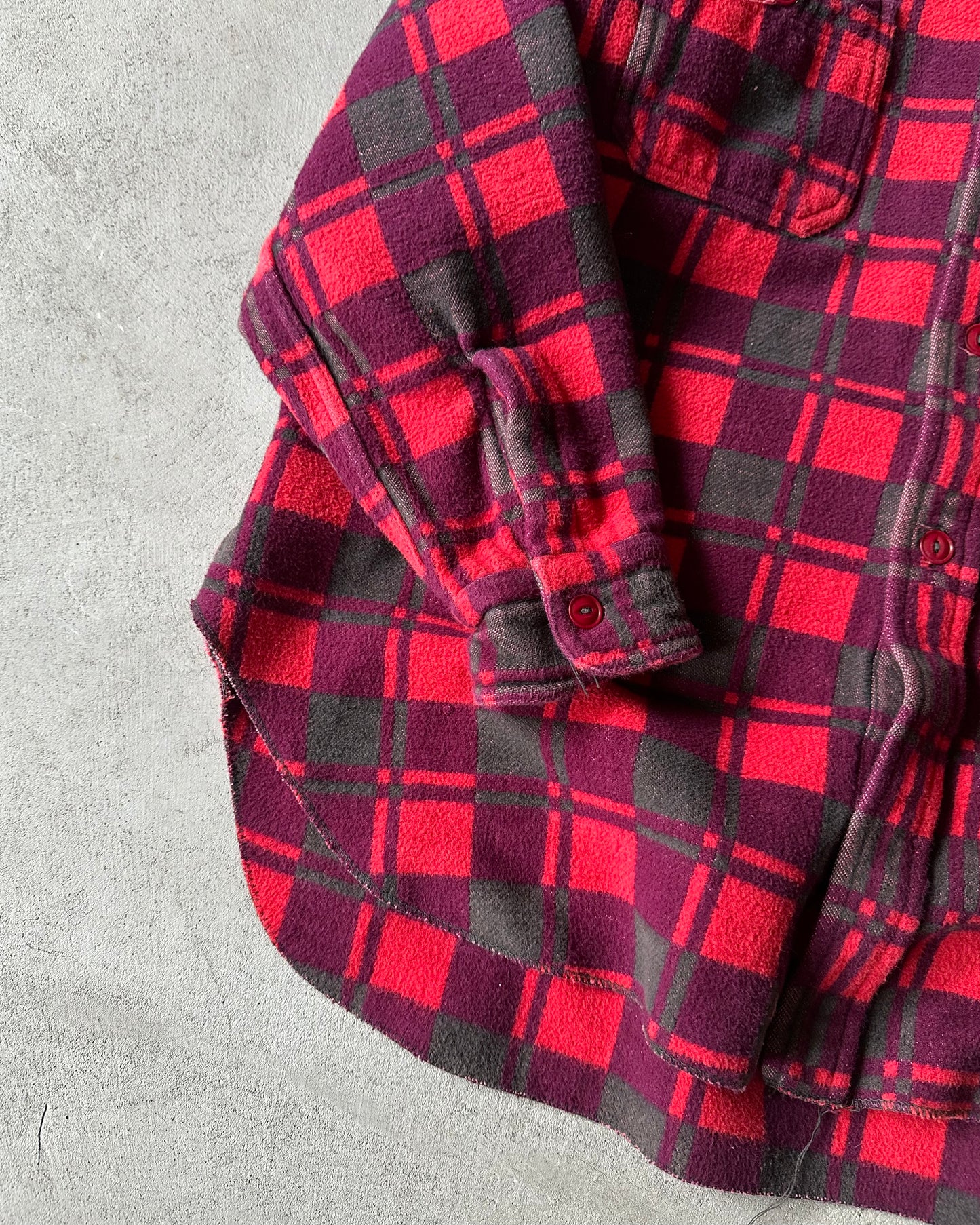 1970s - Red/Grey Champion Plaid Shirt - S