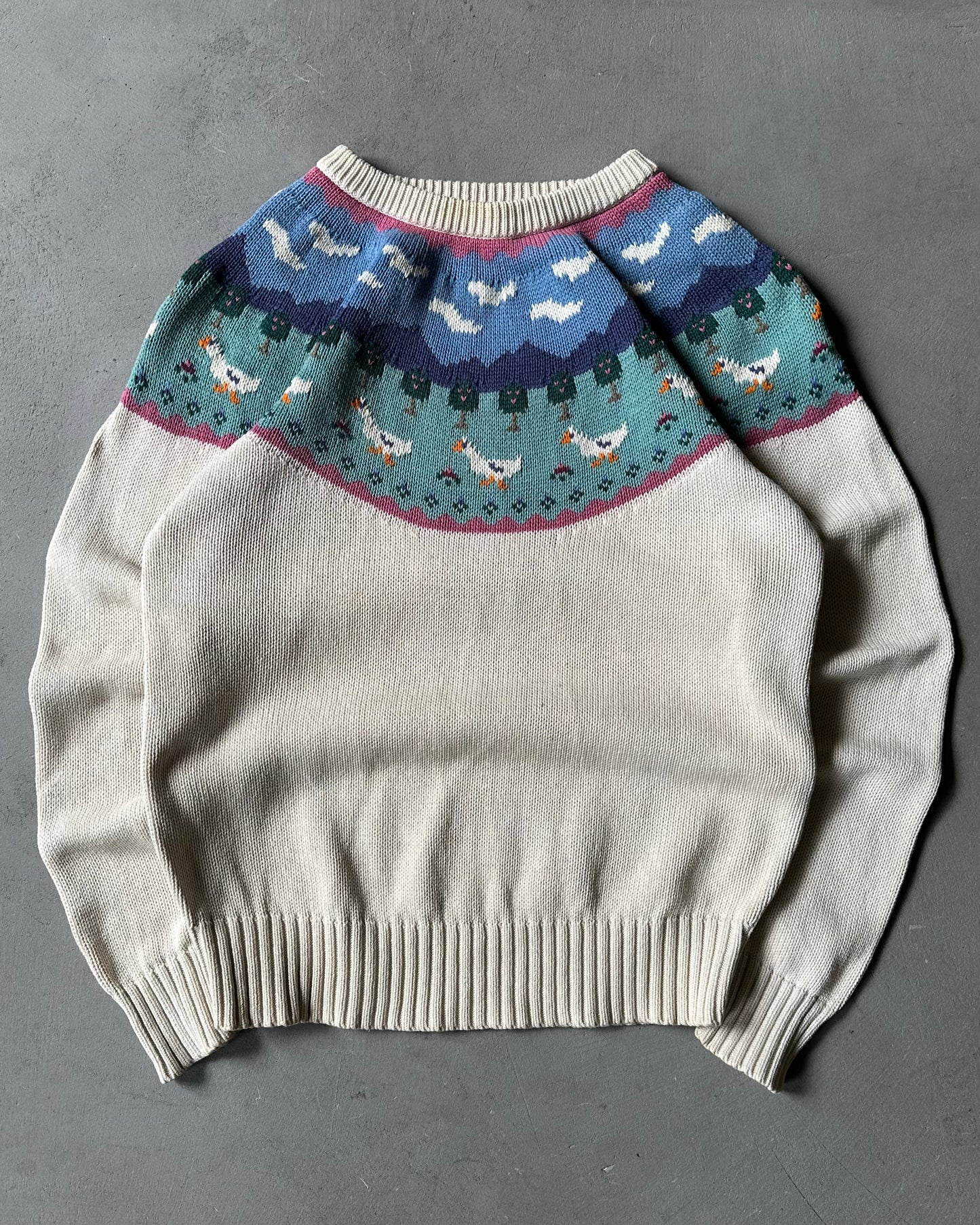 1990s - Cream Eddie Bauer Goose Sweater - (W)M/L