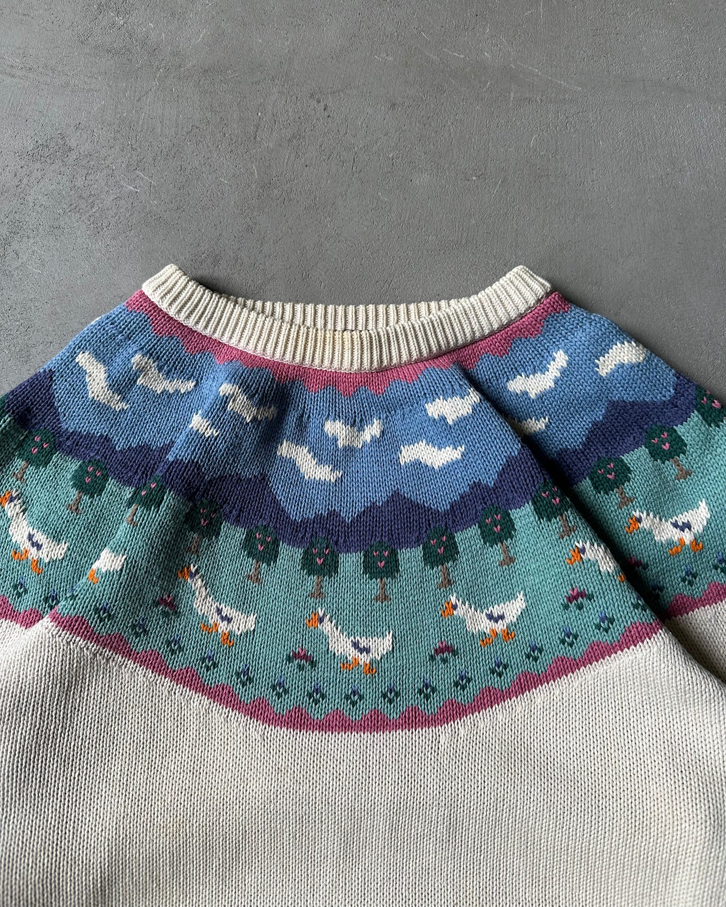 1990s - Cream Eddie Bauer Goose Sweater - (W)M/L