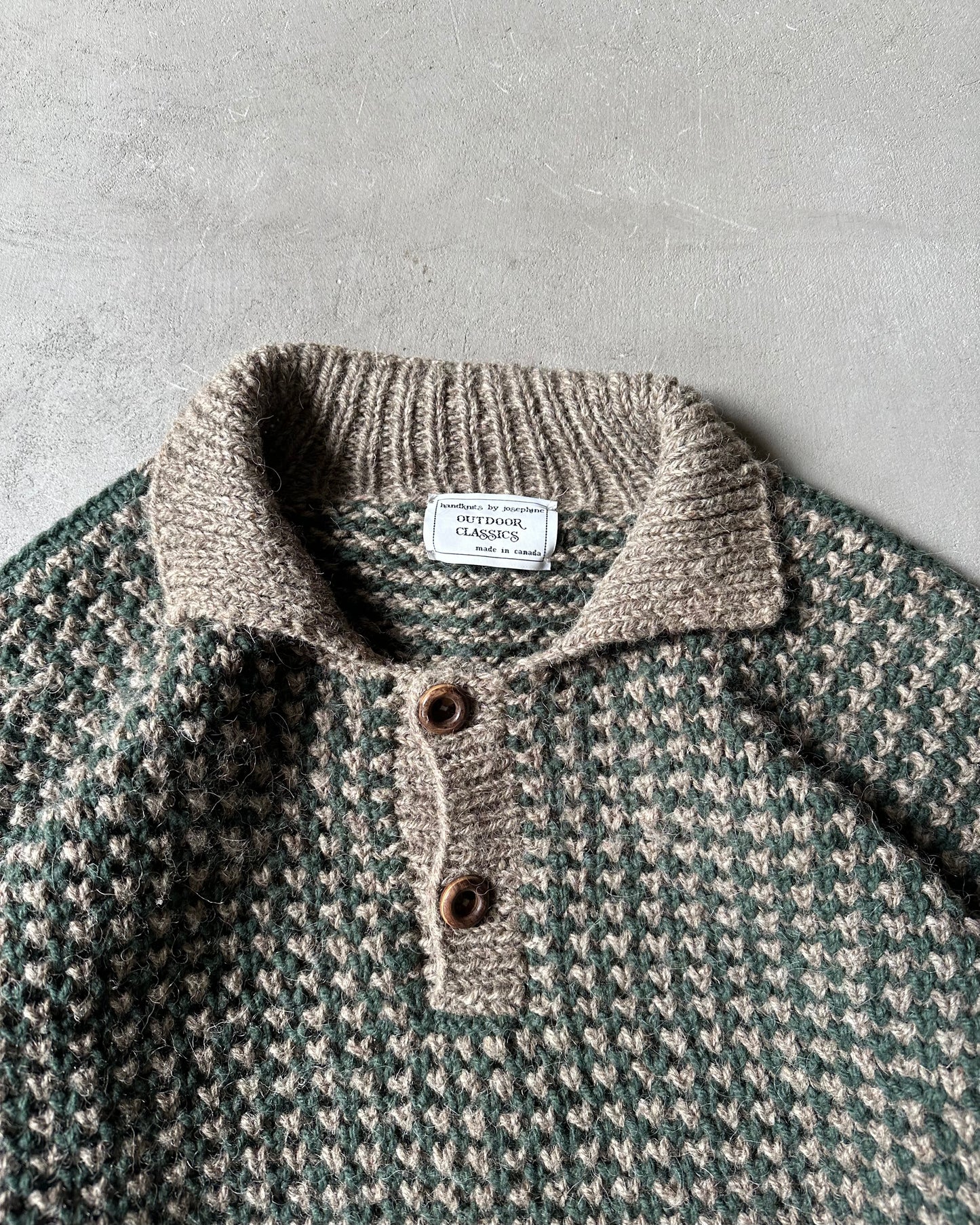 1990s - Green/Brown Chunky Wool Sweater - XL
