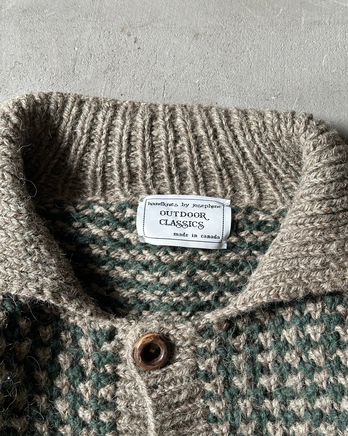 1990s - Green/Brown Chunky Wool Sweater - XL