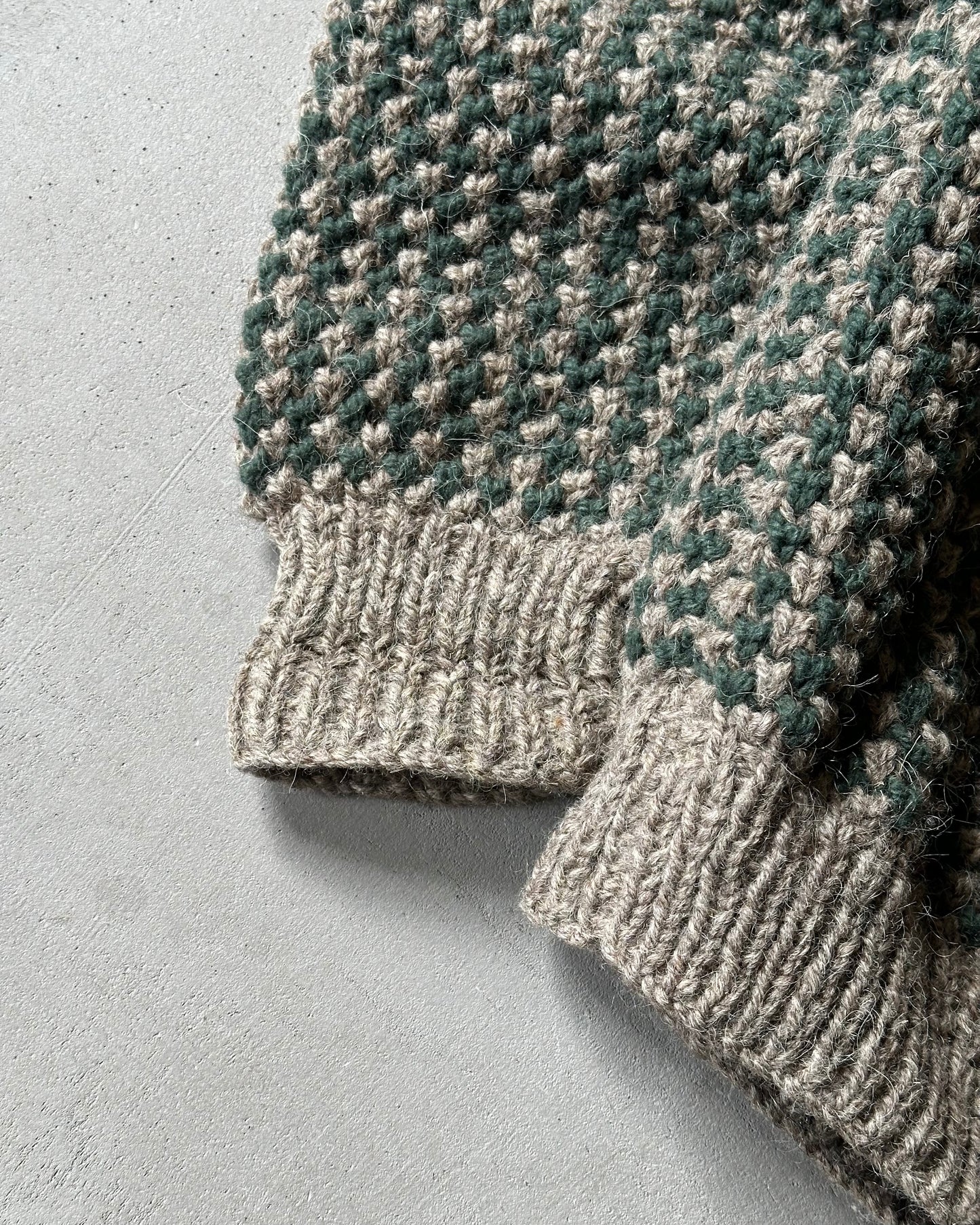 1990s - Green/Brown Chunky Wool Sweater - XL