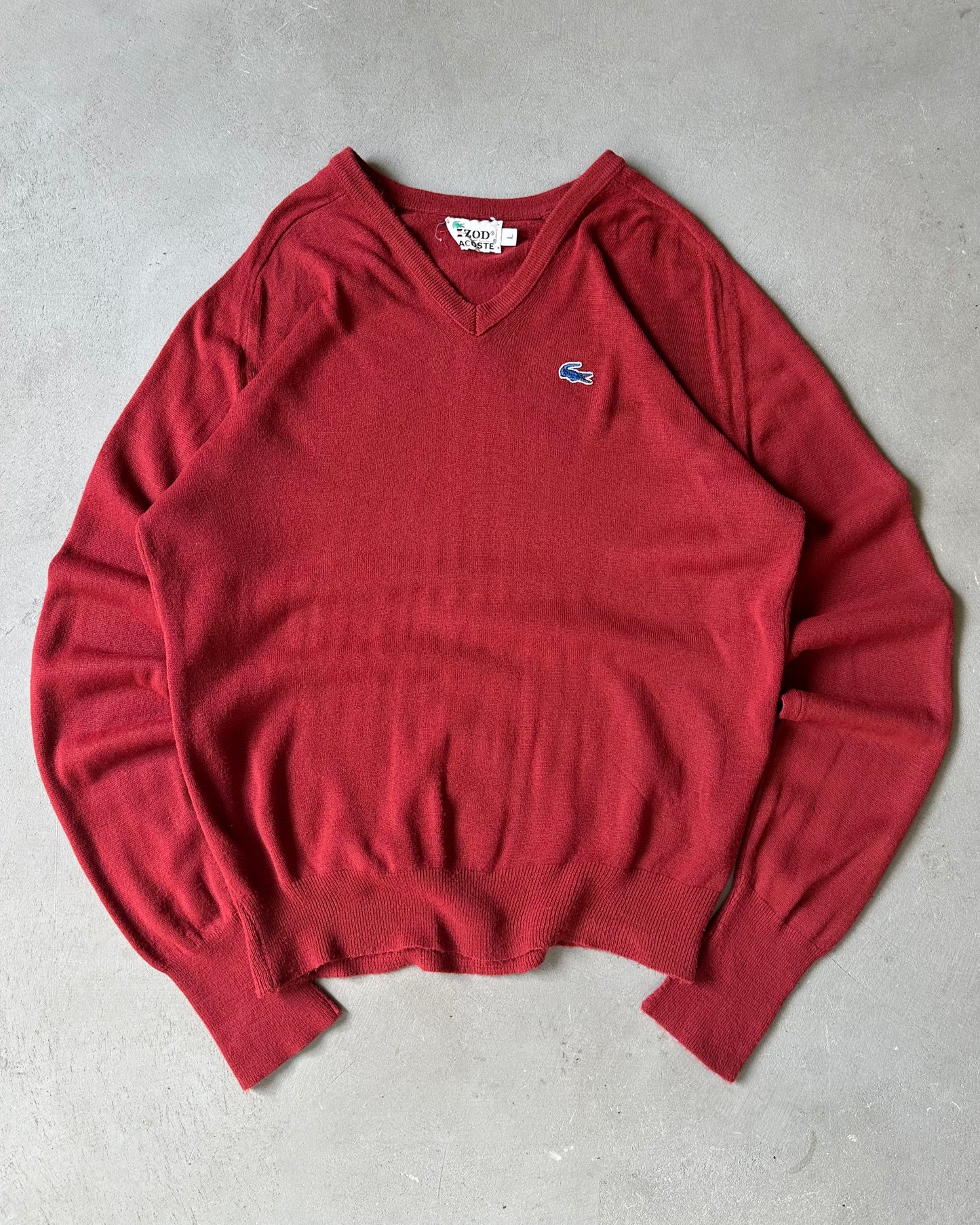 1990s - Brick Lacoste V Sweater - L
