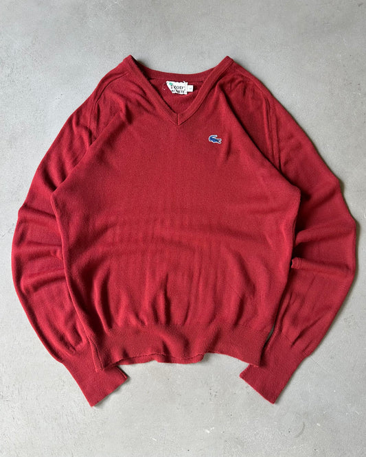 1990s - Brick Lacoste V Sweater - L