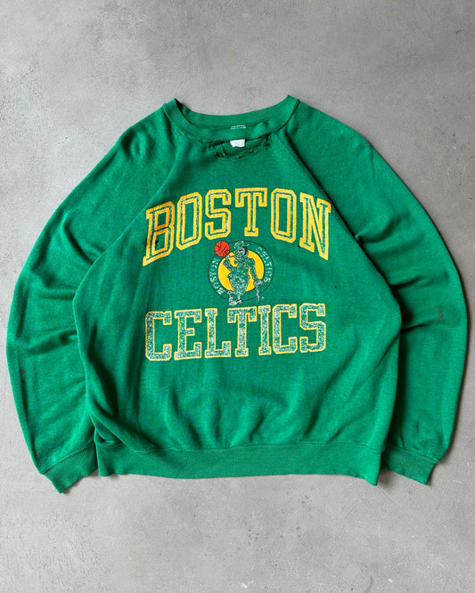 1980s - Distressed Green Celtics Crewneck - M