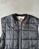 1990s - Black Faux Fur Lined Work Vest - L