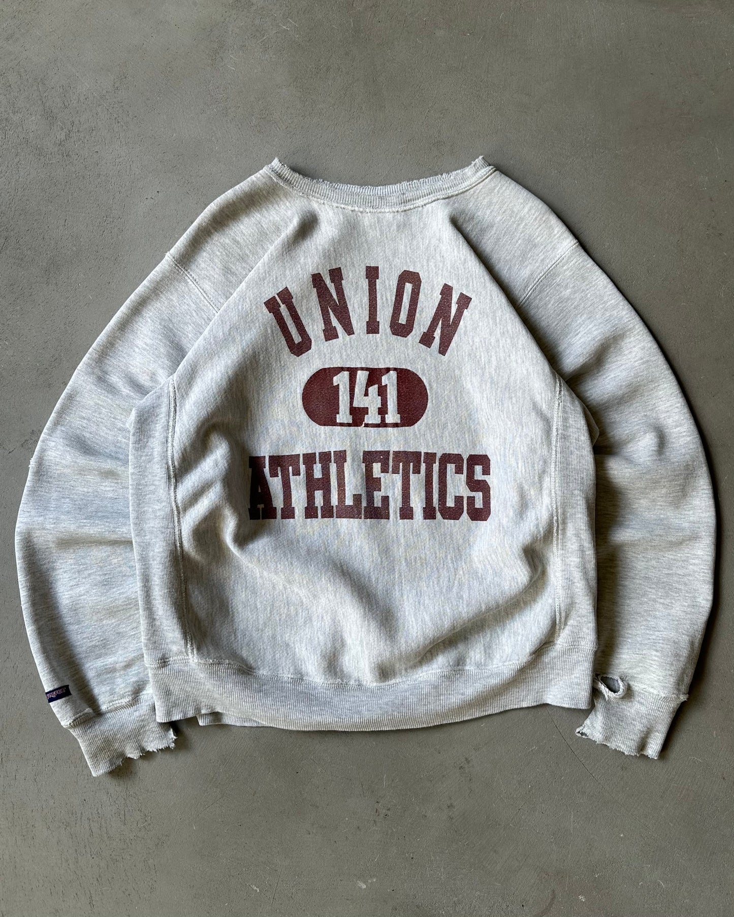 1990s - Distressed Grey Union Crewneck - M