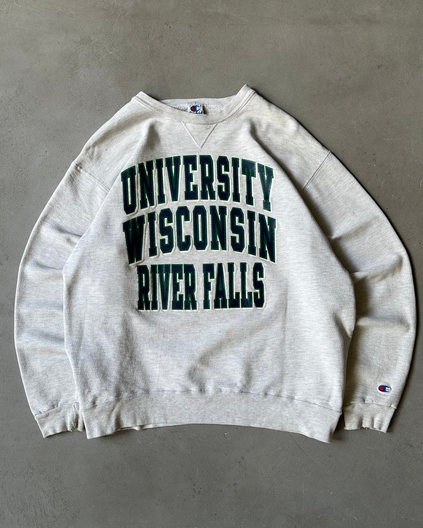 1990s - Distressed Ash Grey River Falls Champion Crewneck - L/XL