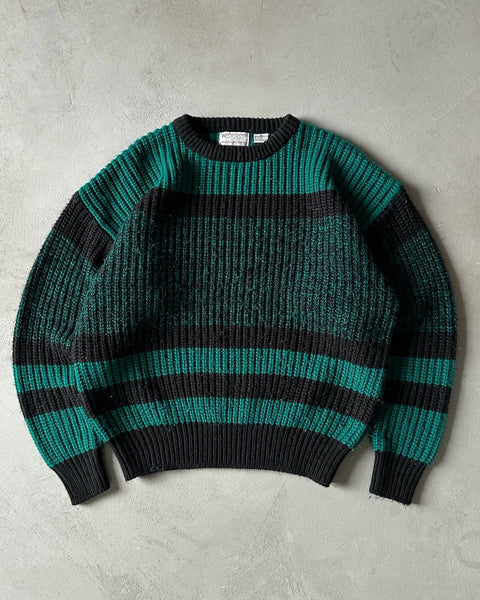 1990s - Teal/Black Striped Sweater - L