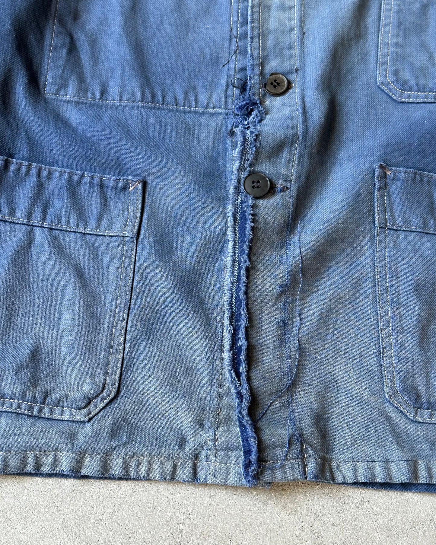 1960s - Distressed Blue Euro Chore - M/L