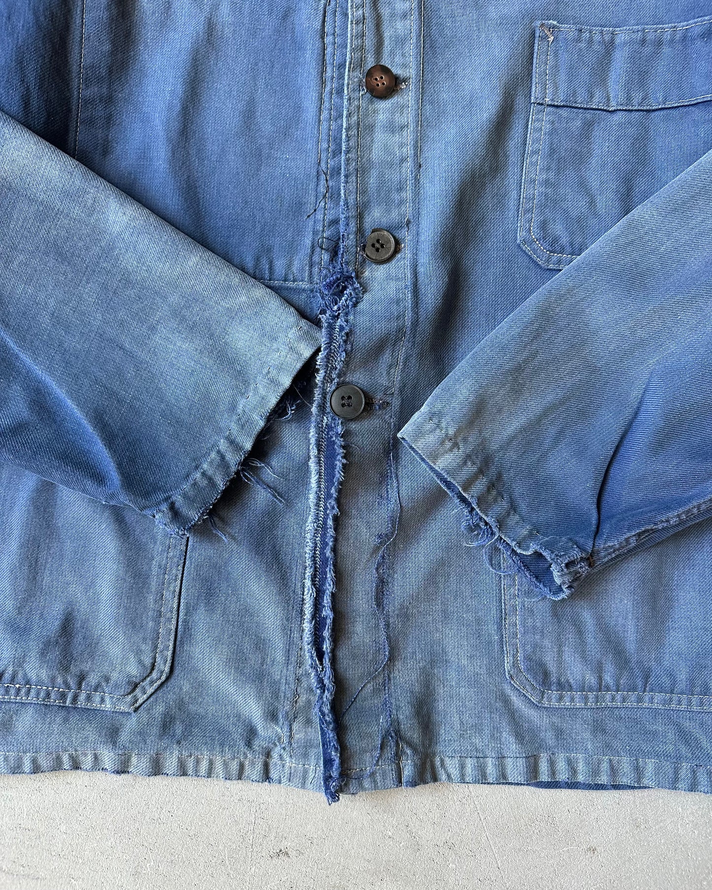 1960s - Distressed Blue Euro Chore - M/L