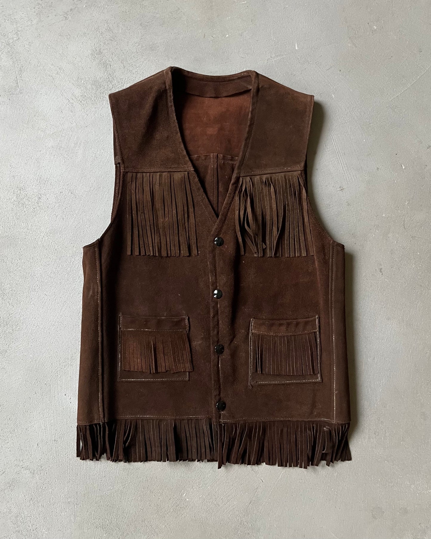 1980s - Brown Western Suede Vest - XS