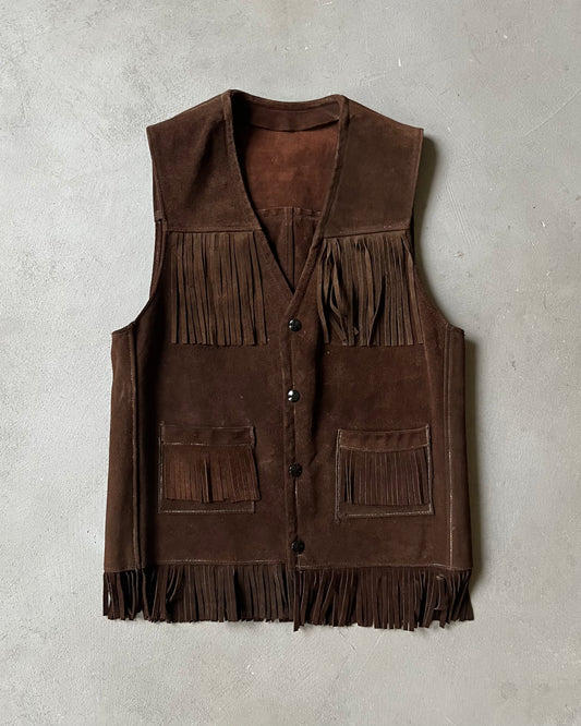 1980s - Brown Western Suede Vest - XS