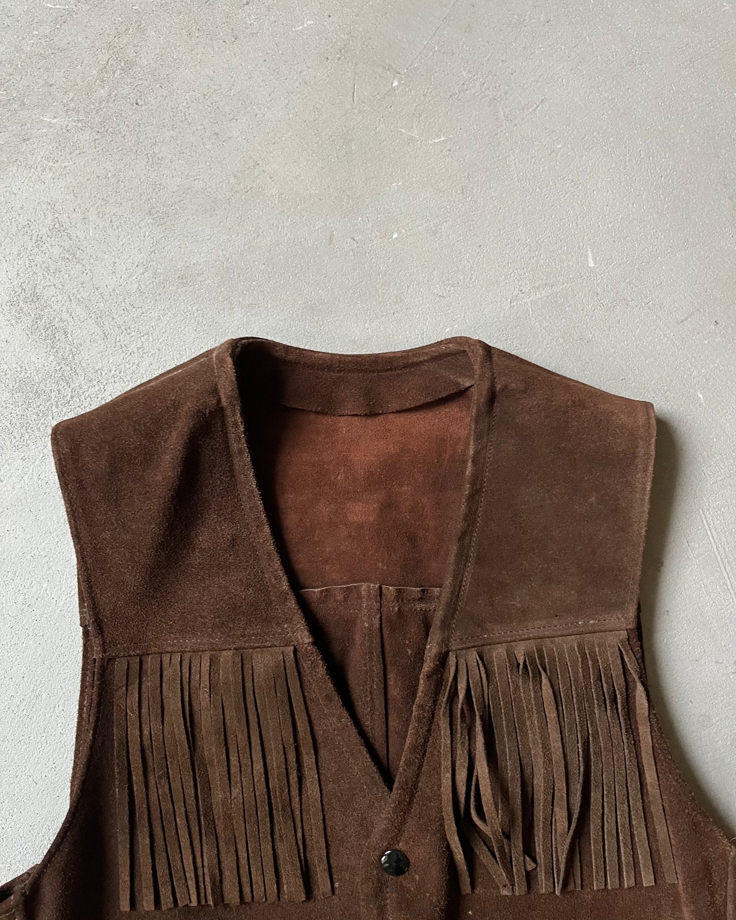 1980s - Brown Western Suede Vest - XS
