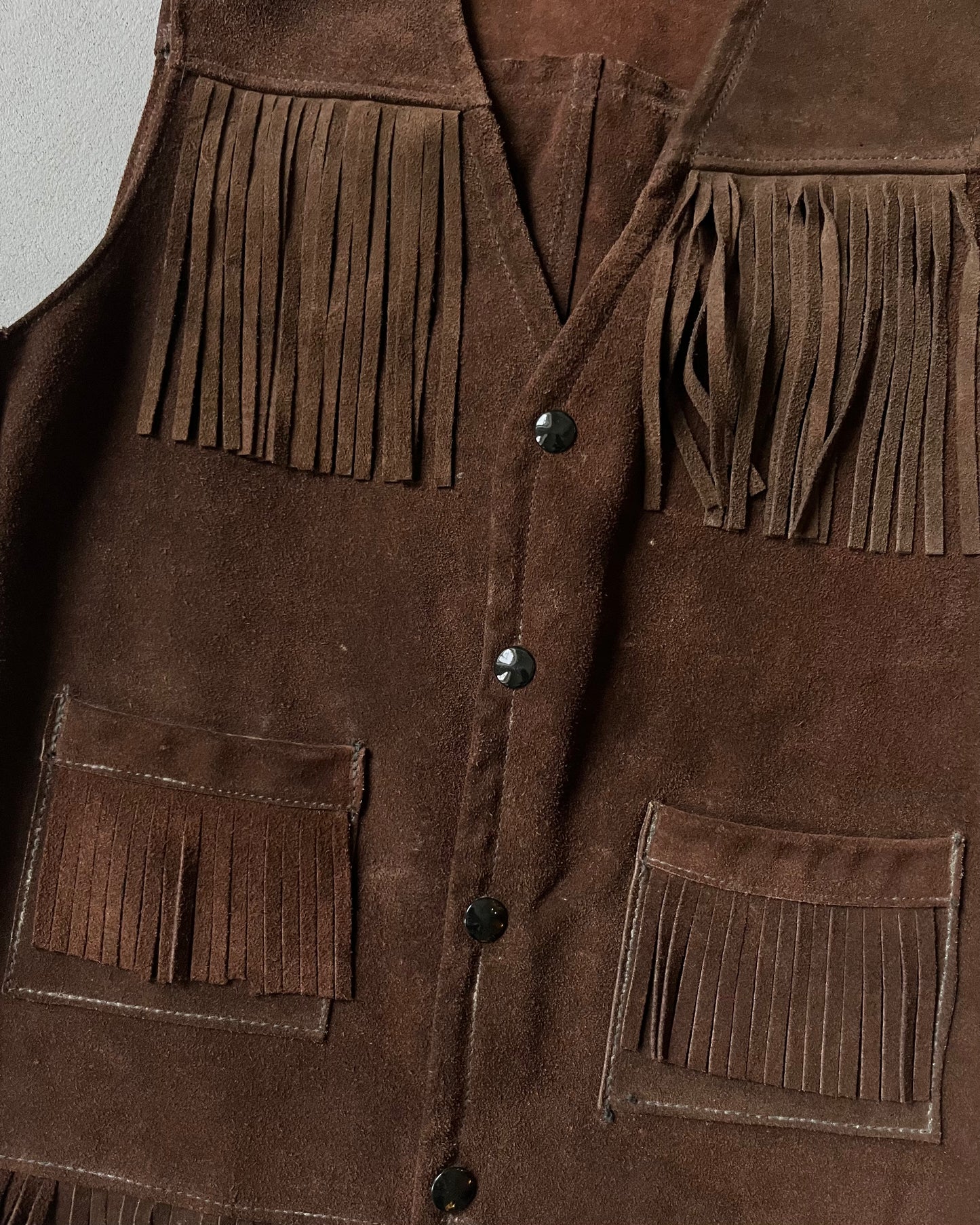 1980s - Brown Western Suede Vest - XS