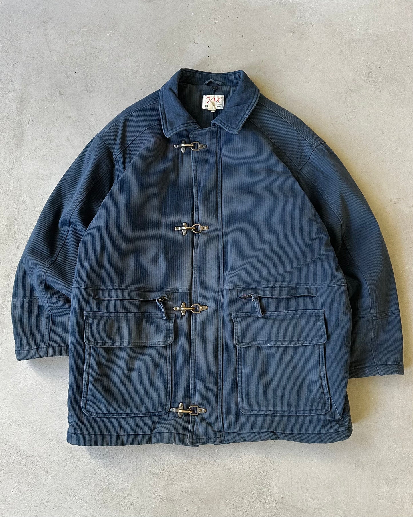 Années 90 - Manteau de pompier matelassé bleu marine - L