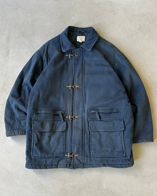 1990s - Navy Quilted Fireman Coat - L