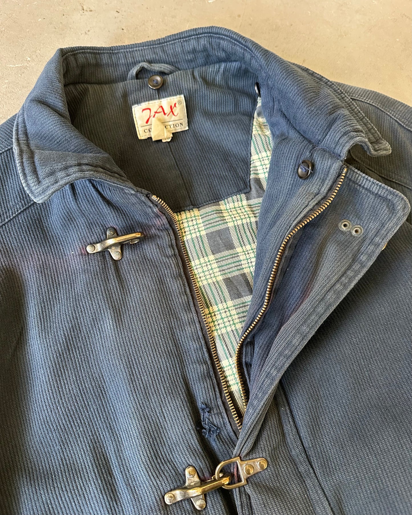 Années 90 - Manteau de pompier matelassé bleu marine - L