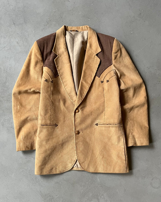 1970s - Beige Western Corduroy Blazer - 44