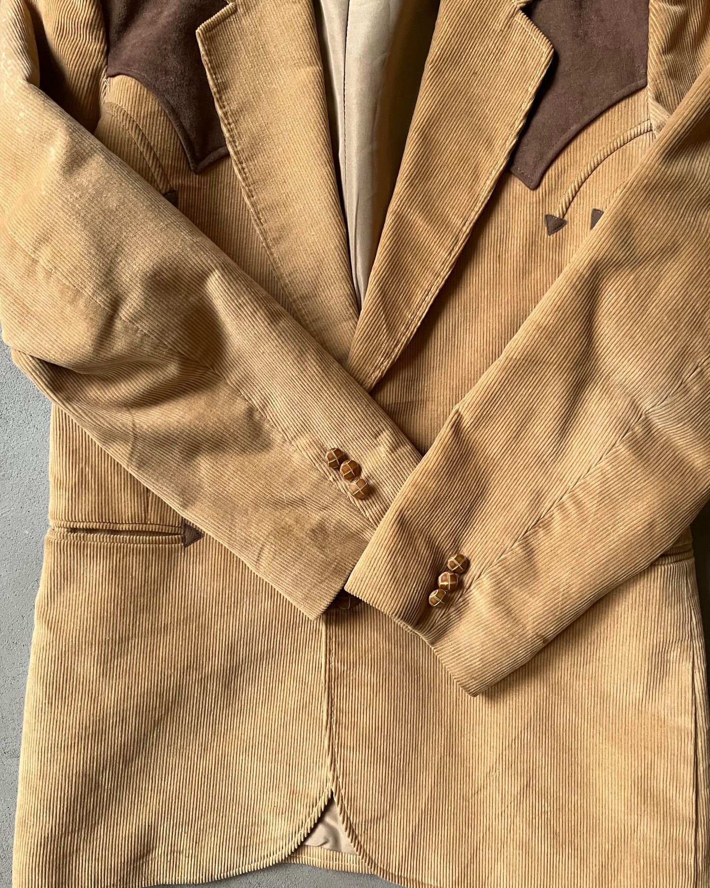 1970s - Beige Western Corduroy Blazer - 44
