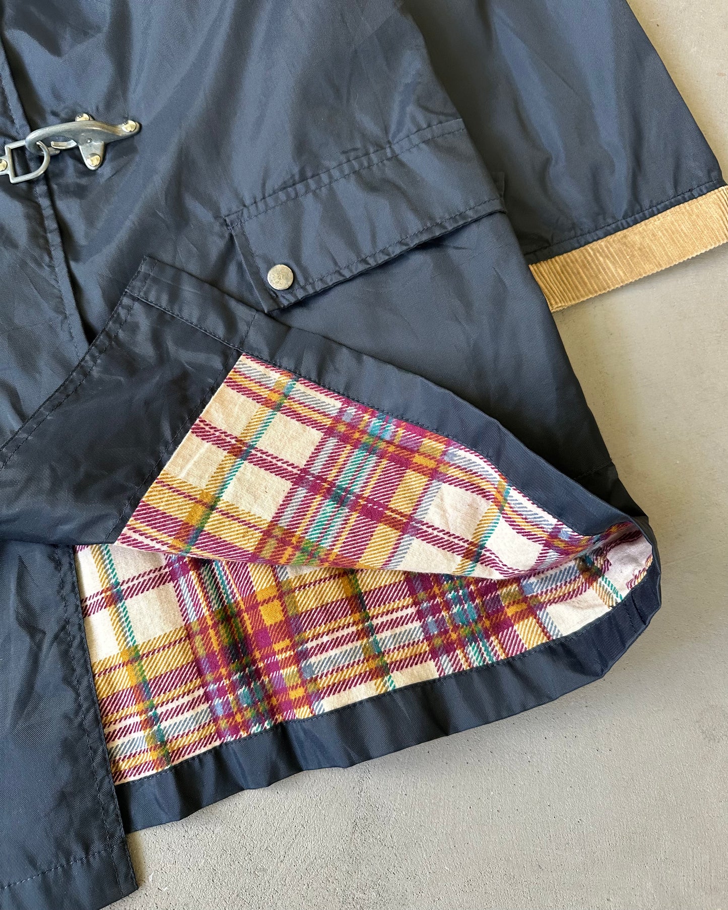 Années 90 - Manteau de pompier en nylon bleu marine - XL