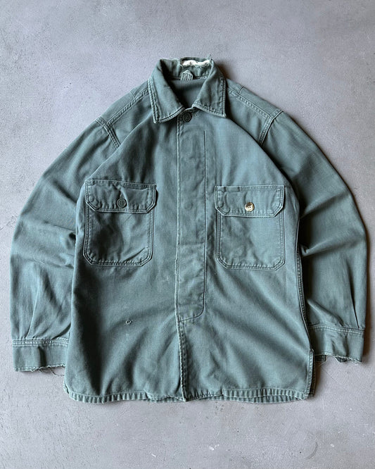 1970s - Distressed Green Military Shirt - S