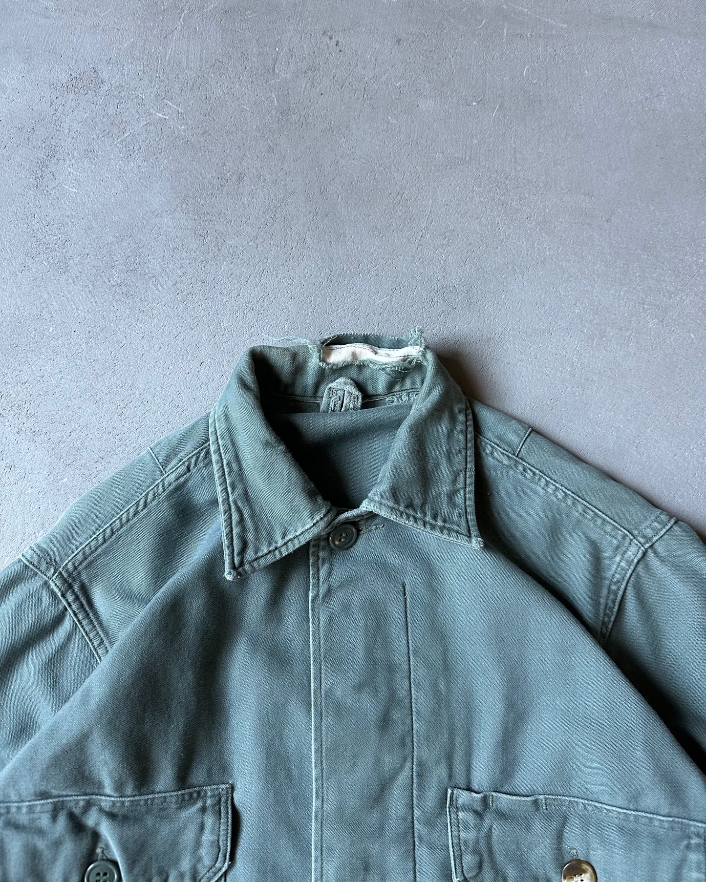 1970s - Distressed Green Military Shirt - S