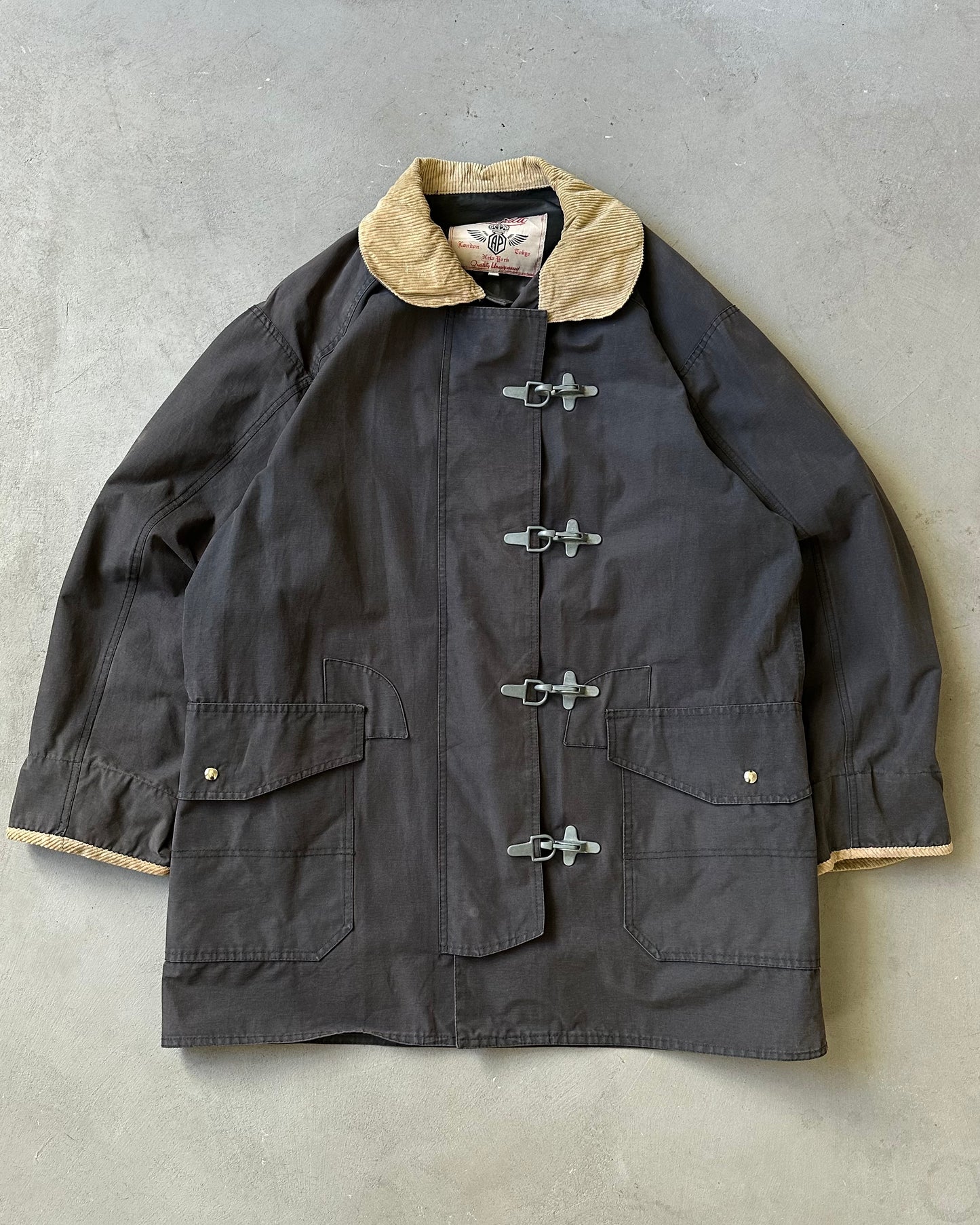 1990s - Faded Black Fireman Coat - L