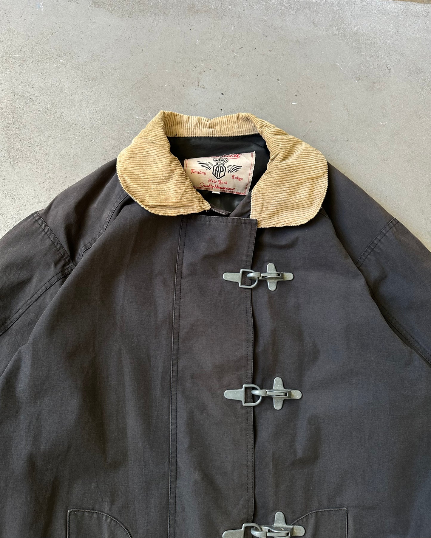 1990s - Faded Black Fireman Coat - L