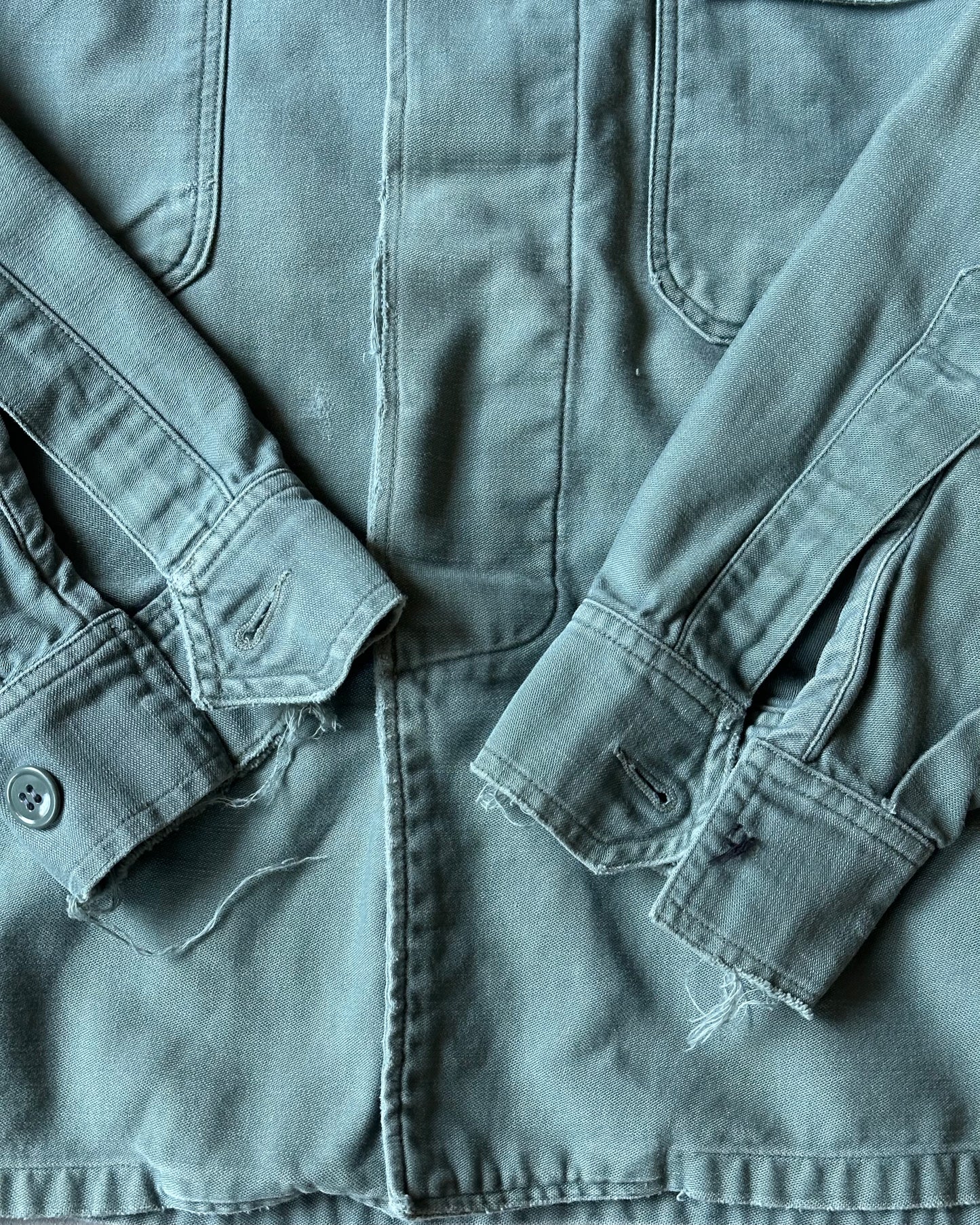 1970s - Distressed Green Military Shirt - S