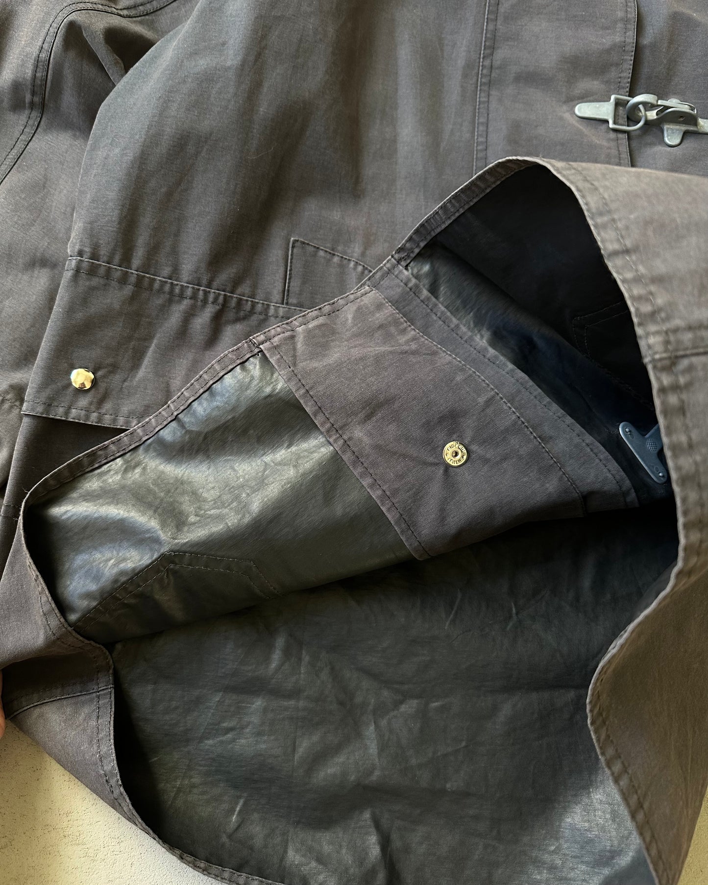 1990s - Faded Black Fireman Coat - L