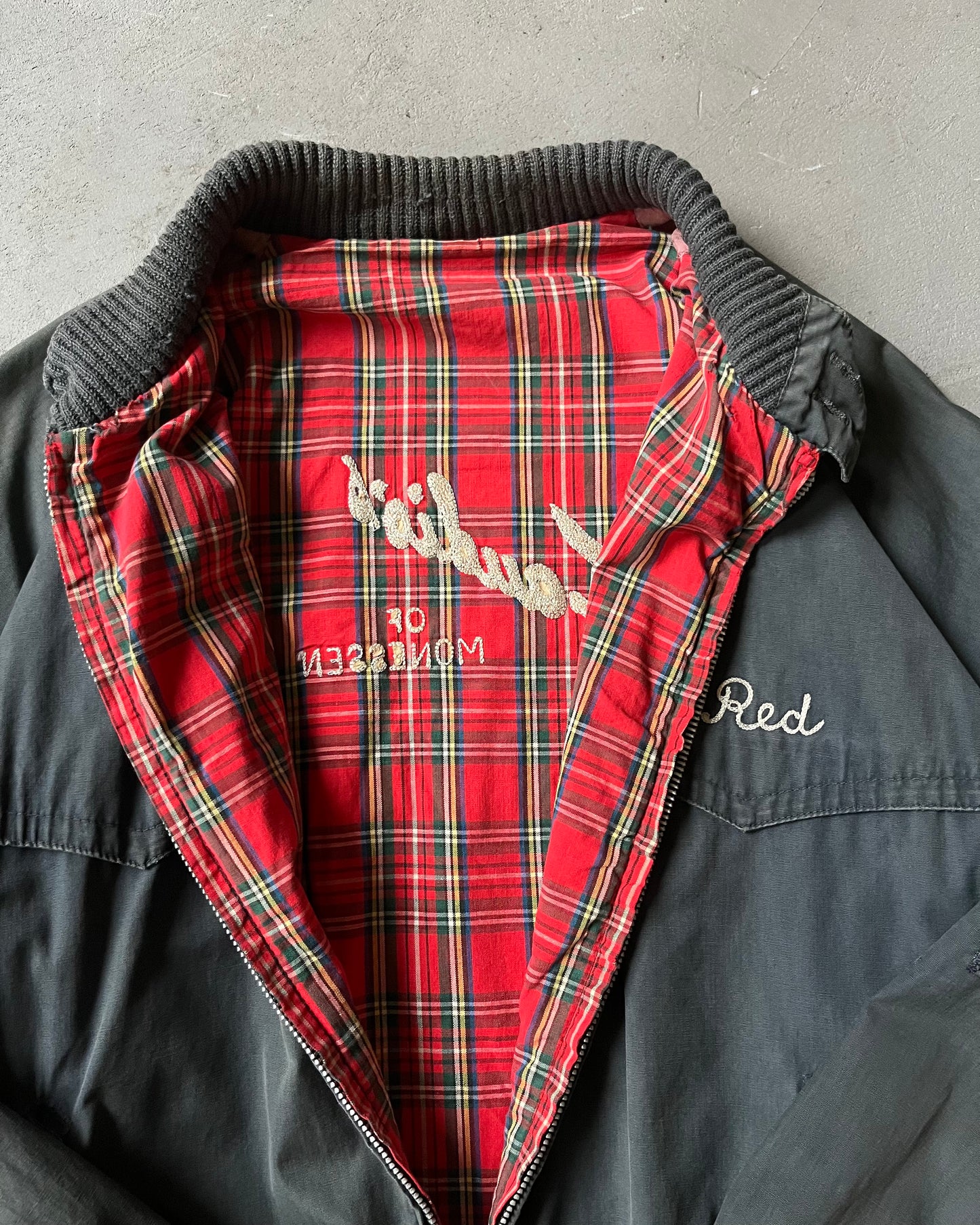 1960s - Distressed Charcoal Gaudio's Chainstitch Jacket - L