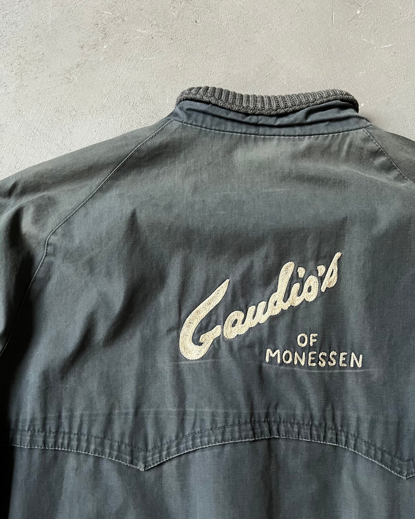 1960s - Distressed Charcoal Gaudio's Chainstitch Jacket - L