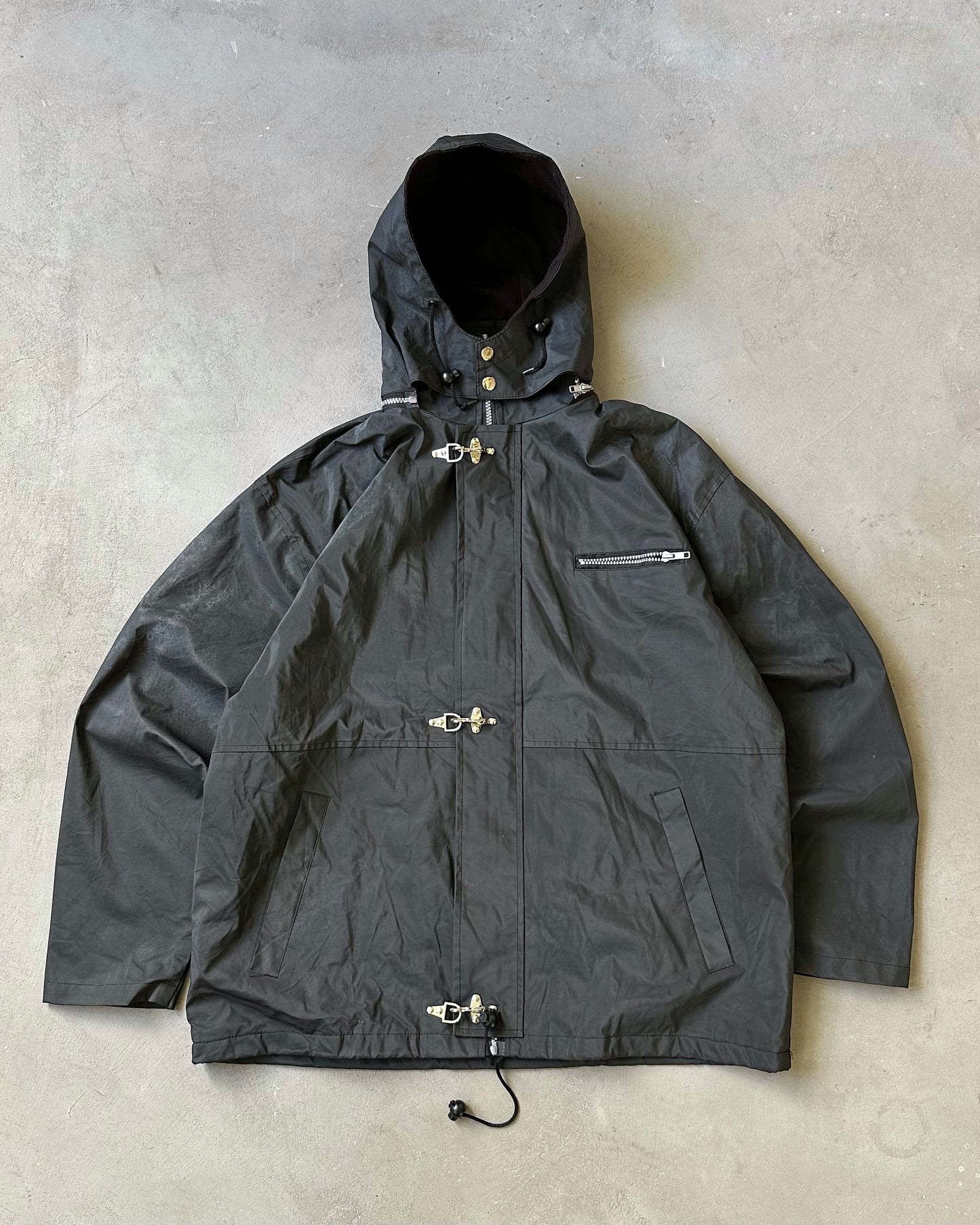 Années 2000 - Imperméable de pompier noir - XL