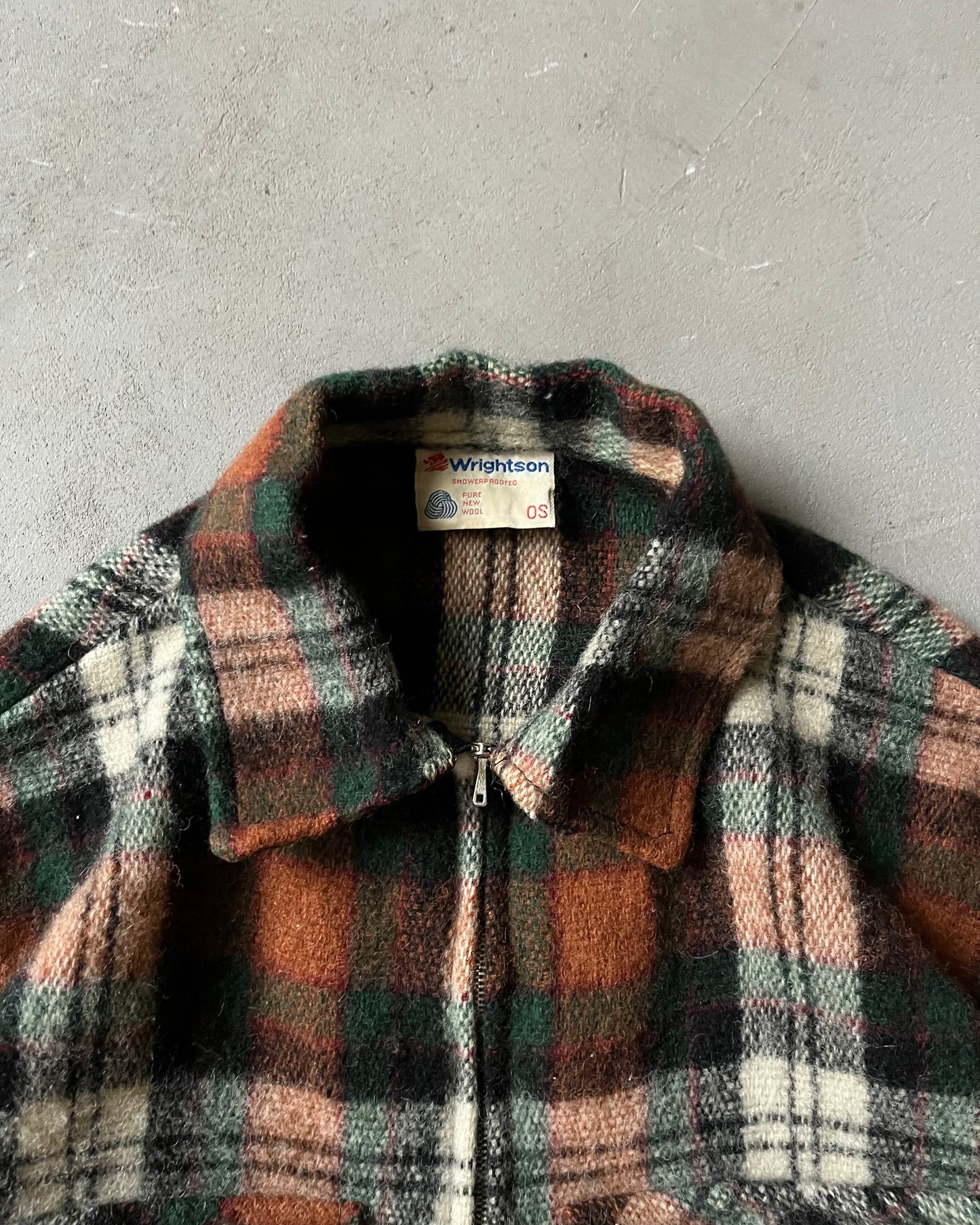1970s - Green/Orange 1/4 Zip Wool Overshirt - L