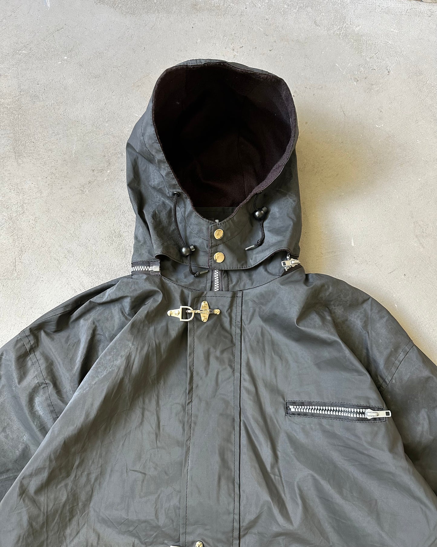 Années 2000 - Imperméable de pompier noir - XL