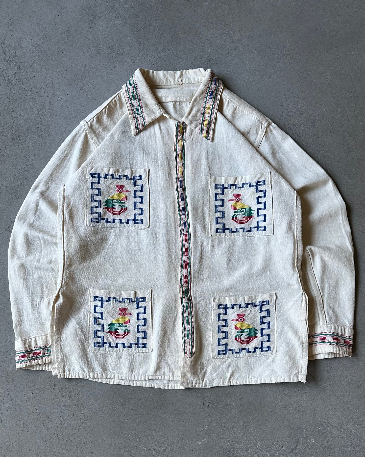 1970s - White Guatemala Shirt - S/M