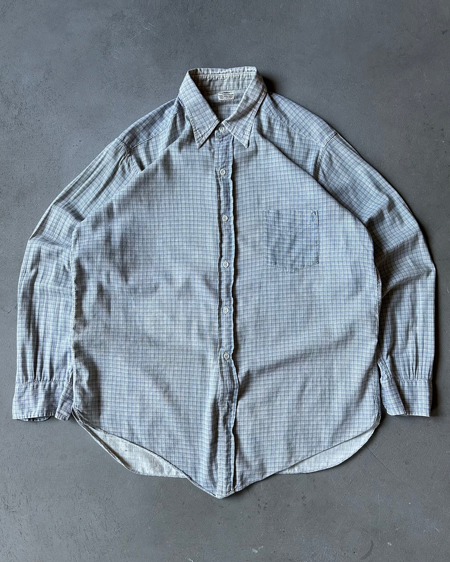 1950s - Light Blue Paragon Repaired Shirt - S