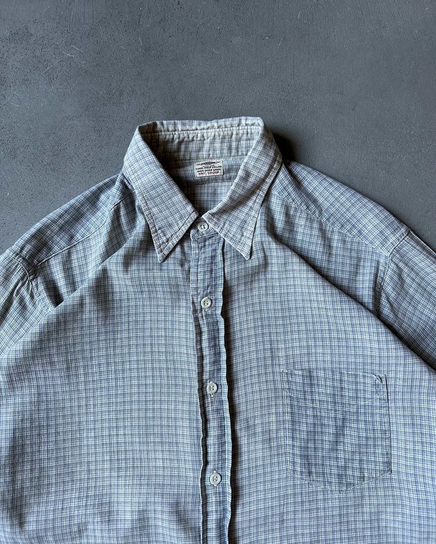 1950s - Light Blue Paragon Repaired Shirt - S