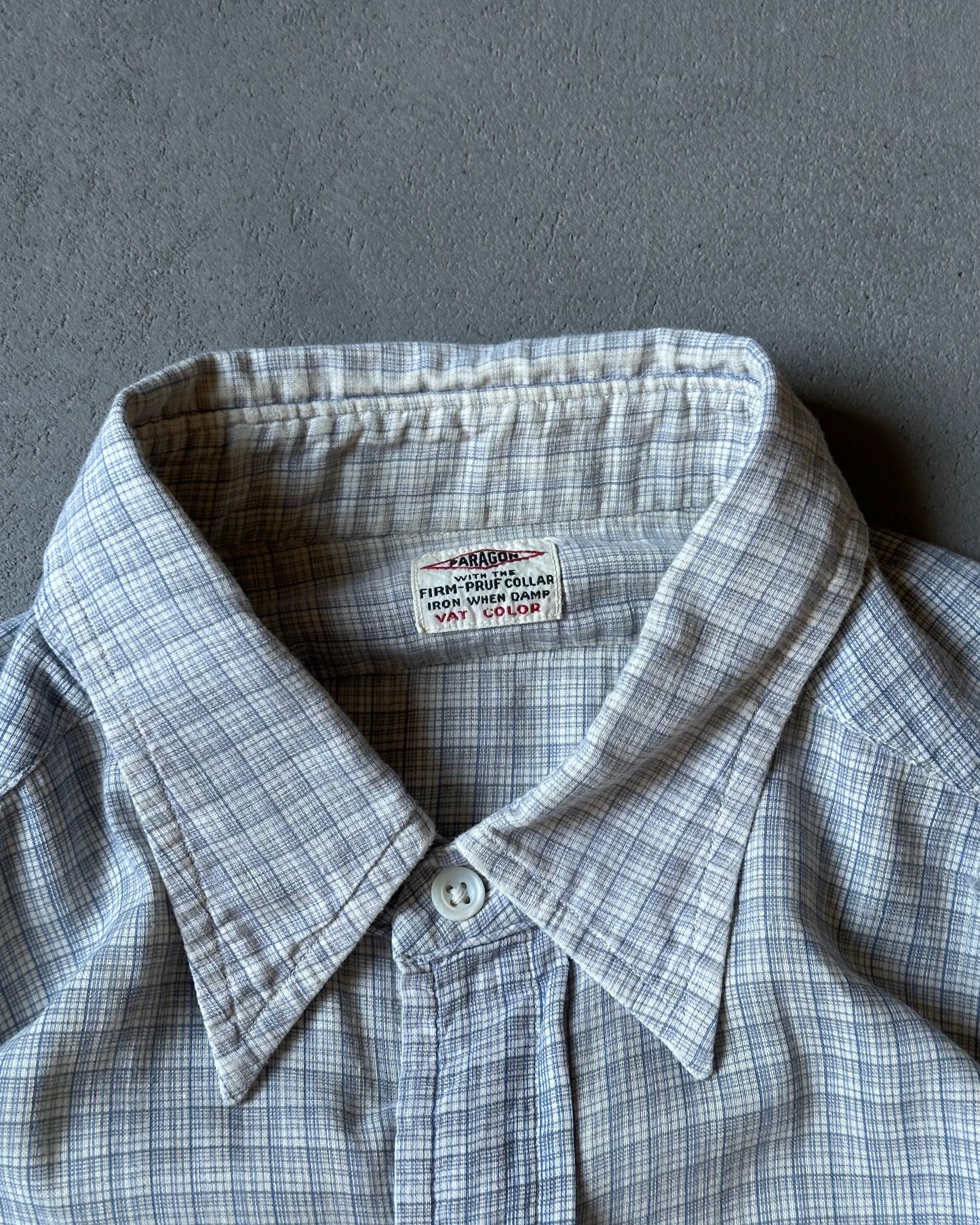 1950s - Light Blue Paragon Repaired Shirt - S