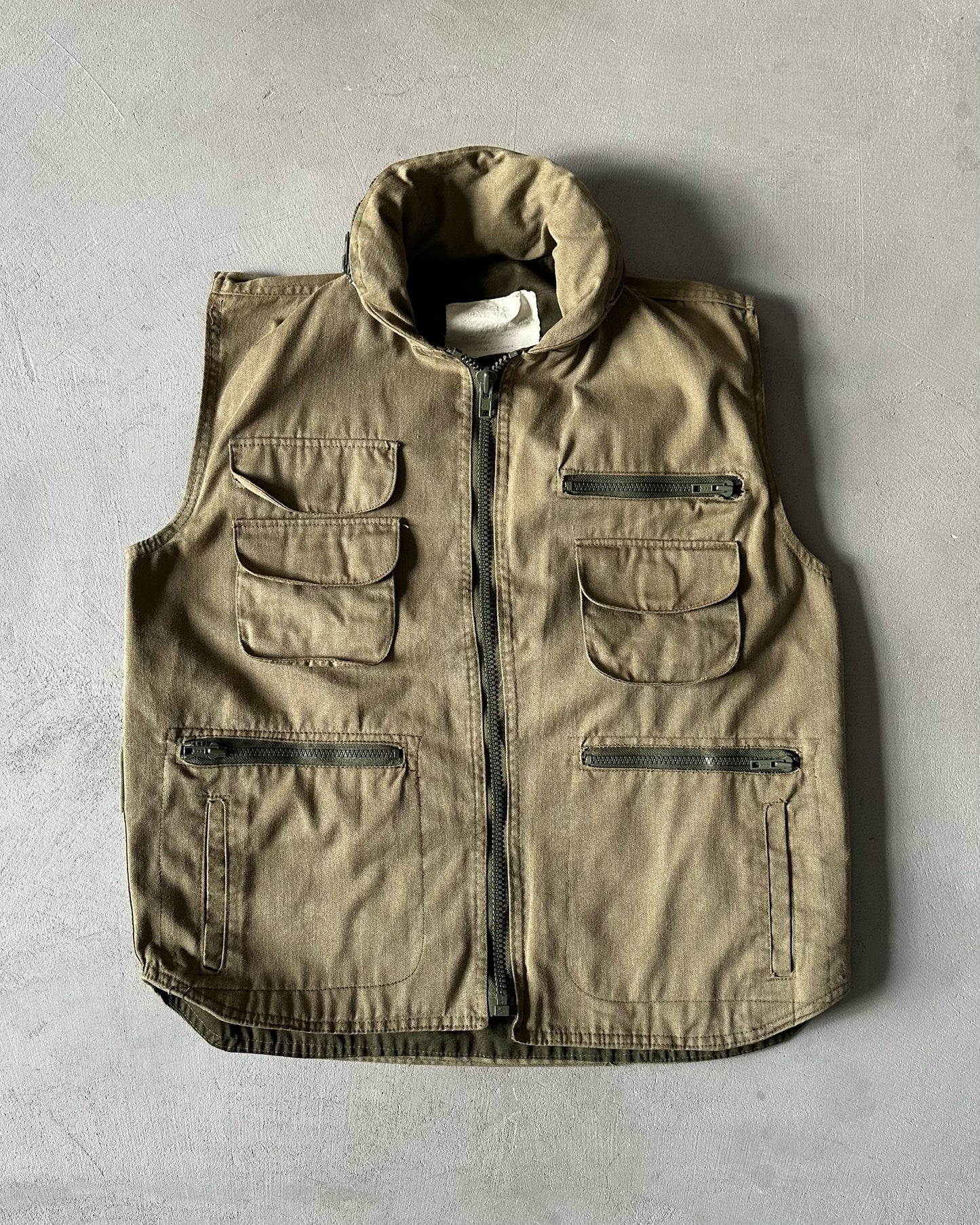 1990s - Khaki Multi Pockets Vest - S